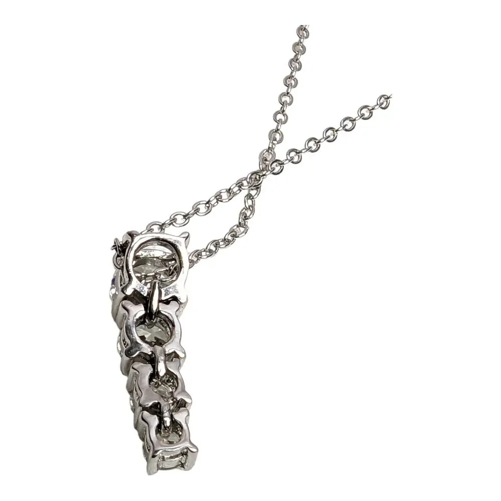 4 Round Cut CZ Cubic Zirconia Stones Pendant Silver Tone Chain Box Necklace - Picture 4 of 5